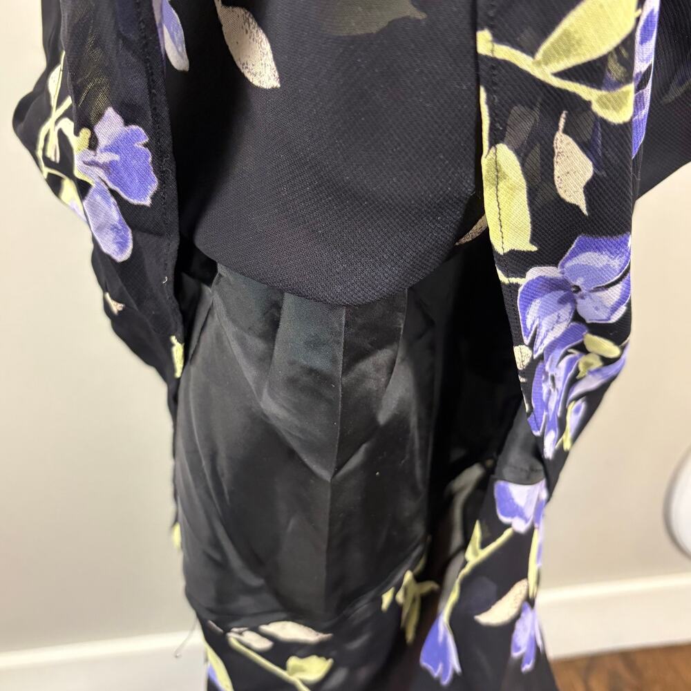 Y2K Jones Wear Dress Black Floral Coquette Whimsigoth Vintage 90s Women's 6 - Picture 4 of 7